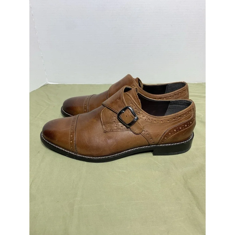 Nunn Bush Vintage Brown Leather Men's‎ Dress Shoes Size 9M Newton Monk Strap